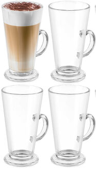 Latte Macchiato/koffie glazen - transparant glas - 4x stuks - 280 ml