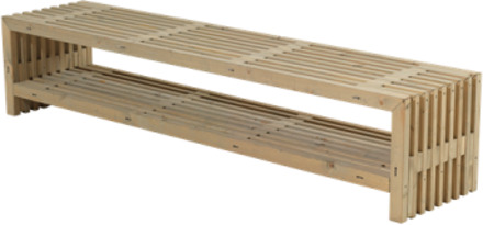 Lattenbank vuren met plank | Rustik Design 218 cm driftwood geverfd Bruin licht