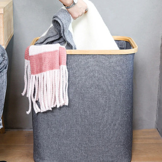 Laundry Basket with Lid Large Bamboo Dirty Clothes Hamper with Handle Waterproof Collapsible Laundry Hamper Storage Bedroom