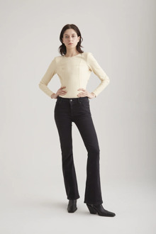 Laura dames flare jeans black vintage Zwart - 31-32