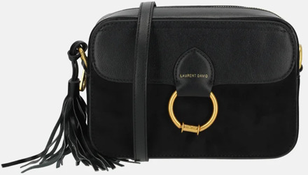 Laurent David Camille crossbody tas box suedine black Zwart