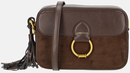 Laurent David Camille crossbody tas box suedine dark brown Bruin