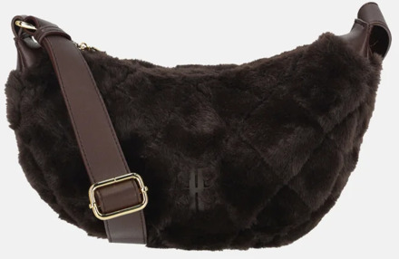 Laurent David Gloria crossbody tas faux fur chocolade Bruin