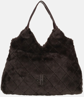 Laurent David Gloria shopper faux fur chocolade Bruin