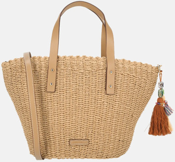 Laurent David Leo handtas M raffia taupe