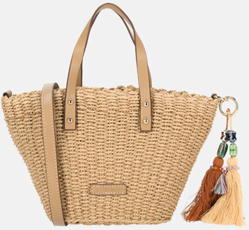 Laurent David Leo handtas raffia taupe
