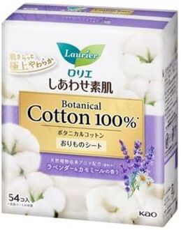 Laurier F Happy Bare Skin Pantyliner 100% Botanical Cotton Lavender & Chamomile 54 pcs