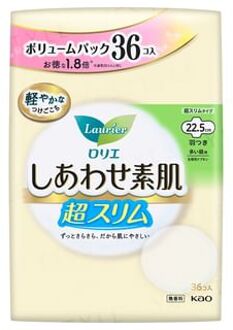 Laurier Happy Skin Volume Pack Ultra Slim Heavy Day Use 22.5cm With Wings 36 pcs