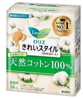 Laurier Kirei Style 100% Natural Cotton Pantyliner Unscented 54 pcs