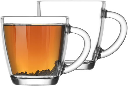 Lav Koffie/thee glazen Artemis - set 2x stuks - transparant glas - 230 ml