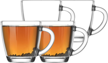 Lav Koffie/thee glazen Artemis - set 4x stuks - transparant glas - 230 ml