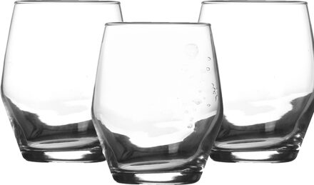 Lav Waterglazen tumblers Ella - transparant glas - 3x stuks - 370 ml - Drinkglazen