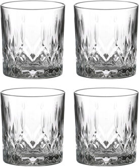 Lav whisky/water/drinkglazen Odin - gedecoreerd glas - 4x stuks - 330 ml - Drinkglazen Transparant