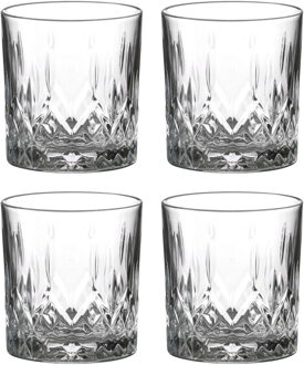 Lav whisky/water/drinkglazen Odin - gedecoreerd glas - 4x stuks - 330 ml Transparant