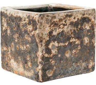 Lava Cube M 20x20x20 cm Relic Rust Metal bloempot binnen Bruin