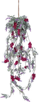 Lavendel Bloemen slinger - 1x stuks - roze - kunstplanten - 80 cm