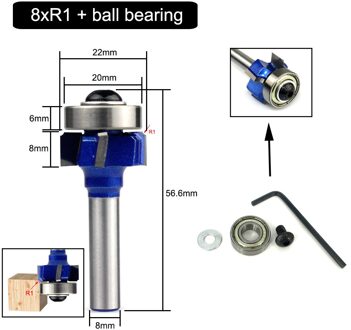 Lavie 1Pc 8Mm Schacht Z4 Hoek Ronde Router Bit R1 R2 R3 Trim Rand Houtbewerking Frezen Klassieke Cutter bit Voor Hout C08-051Z4 8xR1 en bearing