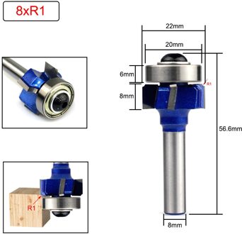 Lavie 1Pc 8Mm Schacht Z4 Hoek Ronde Router Bit R1 R2 R3 Trim Rand Houtbewerking Frezen Klassieke Cutter bit Voor Hout C08-051Z4 8xR1