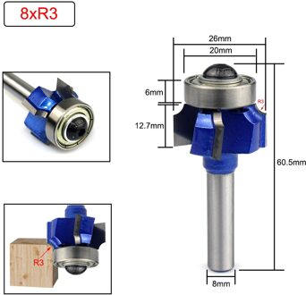 Lavie 1Pc 8Mm Schacht Z4 Hoek Ronde Router Bit R1 R2 R3 Trim Rand Houtbewerking Frezen Klassieke Cutter bit Voor Hout C08-051Z4 8xR3