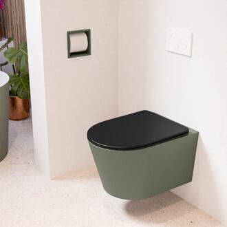 LAVIE hangend toilet single fire rimless diepspoel Army, Toiletzitting met quick-release & softclose Urban