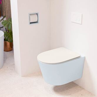LAVIE hangend toilet single fire rimless diepspoel Clay, Toiletzitting met quick-release & softclose Linen