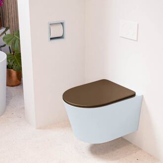 LAVIE hangend toilet single fire rimless diepspoel Clay, Toiletzitting met quick-release & softclose Rust