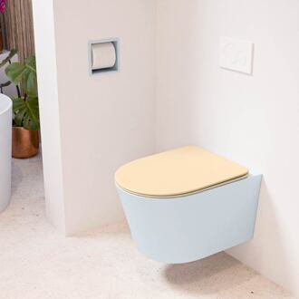 LAVIE hangend toilet single fire rimless diepspoel Clay, Toiletzitting met quick-release & softclose Sand