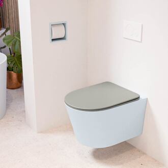 LAVIE hangend toilet single fire rimless diepspoel Clay, Toiletzitting met quick-release & softclose Smoke