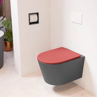 LAVIE hangend toilet single fire rimless diepspoel Dark Grey, Toiletzitting met quick-release & softclose Fire