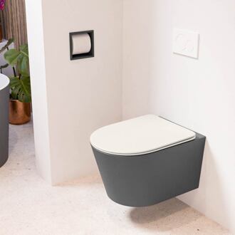 LAVIE hangend toilet single fire rimless diepspoel Dark Grey, Toiletzitting met quick-release & softclose Linen