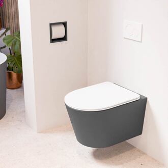 LAVIE hangend toilet single fire rimless diepspoel Dark Grey, Toiletzitting met quick-release & softclose Talc