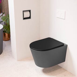 LAVIE hangend toilet single fire rimless diepspoel Dark Grey, Toiletzitting met quick-release & softclose Urban