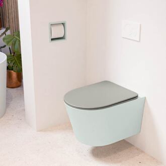 LAVIE hangend toilet single fire rimless diepspoel Greey, Toiletzitting met quick-release & softclose Smoke