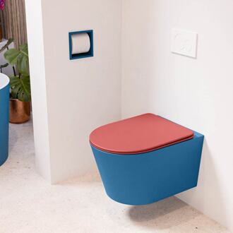 LAVIE hangend toilet single fire rimless diepspoel Jeans, Toiletzitting met quick-release & softclose Fire