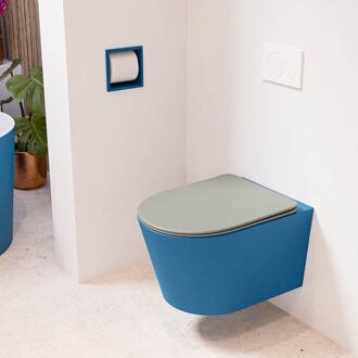 LAVIE hangend toilet single fire rimless diepspoel Jeans, Toiletzitting met quick-release & softclose Smoke