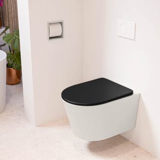 LAVIE hangend toilet single fire rimless diepspoel Linen, Toiletzitting met quick-release & softclose Urban