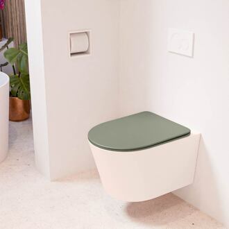 LAVIE hangend toilet single fire rimless diepspoel Rosee, Toiletzitting met quick-release & softclose Army