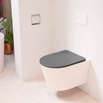 LAVIE hangend toilet single fire rimless diepspoel Rosee, Toiletzitting met quick-release & softclose Dark Grey