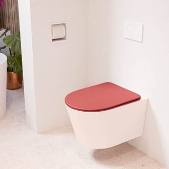 LAVIE hangend toilet single fire rimless diepspoel Rosee, Toiletzitting met quick-release & softclose Fire