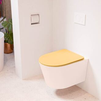 LAVIE hangend toilet single fire rimless diepspoel Rosee, Toiletzitting met quick-release & softclose Ocher