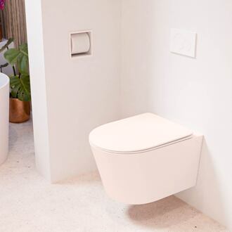 LAVIE hangend toilet single fire rimless diepspoel Rosee, Toiletzitting met quick-release & softclose Rosee
