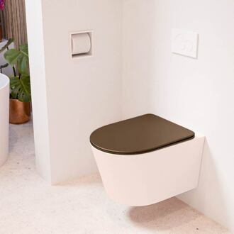 LAVIE hangend toilet single fire rimless diepspoel Rosee, Toiletzitting met quick-release & softclose Rust