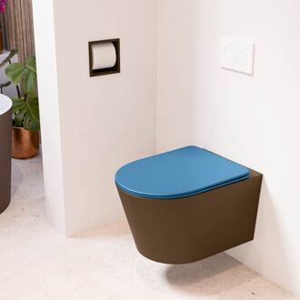 LAVIE hangend toilet single fire rimless diepspoel Rust, Toiletzitting met quick-release & softclose Jeans