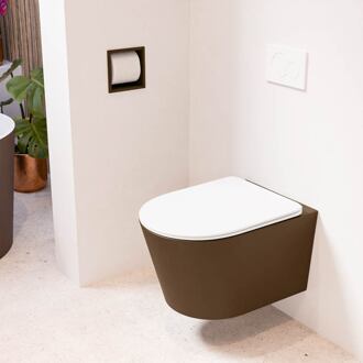 LAVIE hangend toilet single fire rimless diepspoel Rust, Toiletzitting met quick-release & softclose Talc