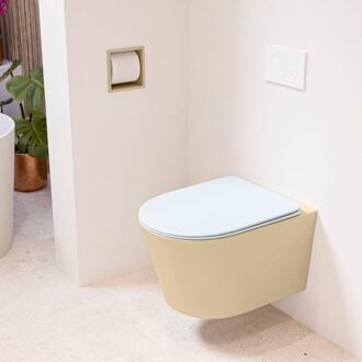LAVIE hangend toilet single fire rimless diepspoel Sand, Toiletzitting met quick-release & softclose Clay