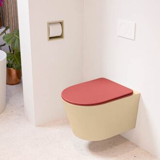 LAVIE hangend toilet single fire rimless diepspoel Sand, Toiletzitting met quick-release & softclose Fire