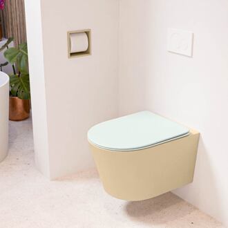 LAVIE hangend toilet single fire rimless diepspoel Sand, Toiletzitting met quick-release & softclose Greey