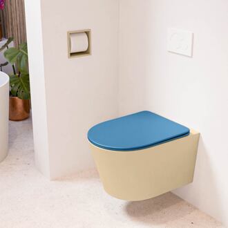 LAVIE hangend toilet single fire rimless diepspoel Sand, Toiletzitting met quick-release & softclose Jeans