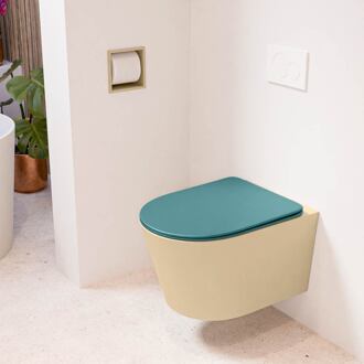 LAVIE hangend toilet single fire rimless diepspoel Sand, Toiletzitting met quick-release & softclose Smag