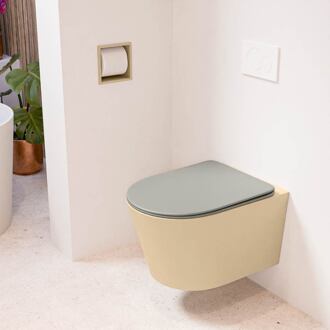 LAVIE hangend toilet single fire rimless diepspoel Sand, Toiletzitting met quick-release & softclose Smoke